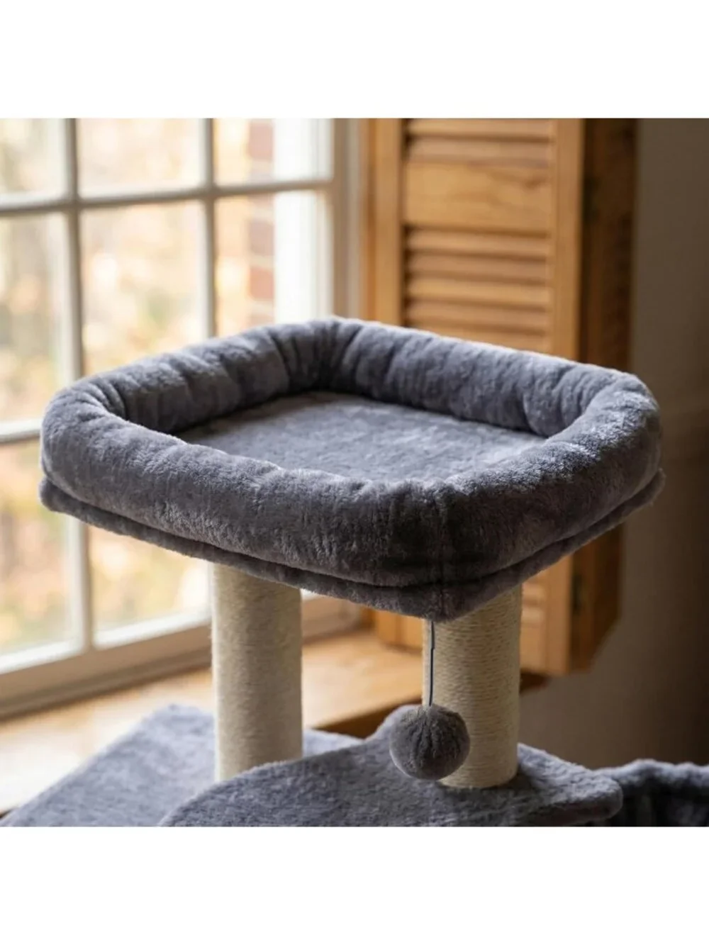 Cat Tree with Scratching Toy & Ball - Activity Center Tower Furniture, Grey